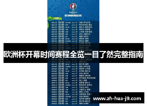 欧洲杯开幕时间赛程全览一目了然完整指南